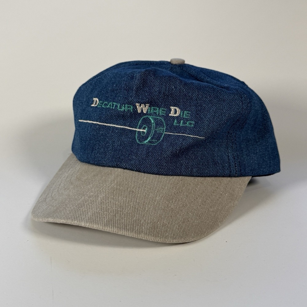 Vintage Cap America Denim Dad Hat Decatur Wire Die LLC Made in USA 90s Promo Cap